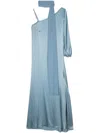 Seventy Asymmetric Satin Maxi Dress In Blau