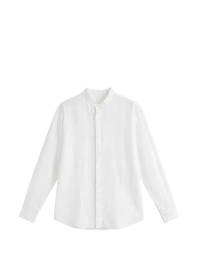Seventy Band-collar Linen Shirt In White