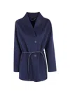 Seventy Double Wool Blend Short Coat In Blue