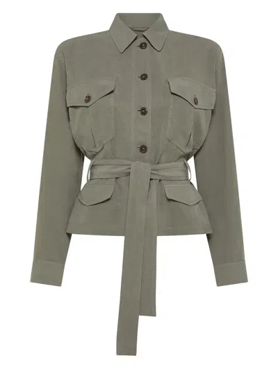 Seventy Belted Flap-pocket Jacket In Green