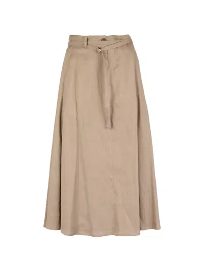 Seventy Belted Midi Skirt In Brown