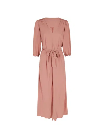 Seventy Belted V-neck Dress In Pink