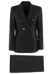 Seventy Black Double-breasted Peaked-lapels Wool Suit In Black