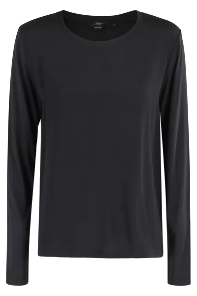 Seventy Black Double-layered Cotton-silk Crewneck Sweater