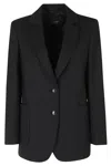 Seventy Black Single-breasted Back Vent Polyester-blend Jacket In Black
