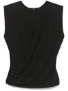 Seventy Black Stretch Top With Gathered Detailing In Black