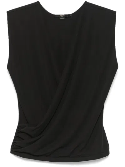 Seventy Black Stretch Top With Gathered Detailing