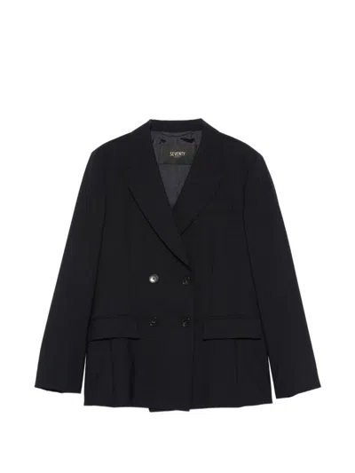 Seventy Blazer Doppiopetto In Lana Blu