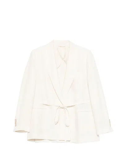 Seventy Blazer In Misto Cotone Bianco Con Laccio