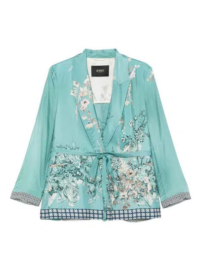 Seventy Blazer Jacket In Green Silk