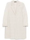 Seventy Textured Long Coat With Notched Collar In White