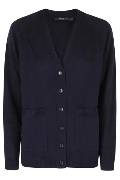 Seventy Blue Wool And Cashmere Blend Cardigan With V-neckline