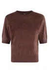 Seventy Bordeaux Cashmere Sweater With Crew Neck And Short Sleeves In Burgundy