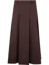 Seventy A-line Brown Poplin Stretch Maxi Skirt