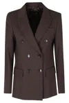 Seventy Brown Double-breasted Flap Pockets Polyester-blend Jacket In Brown