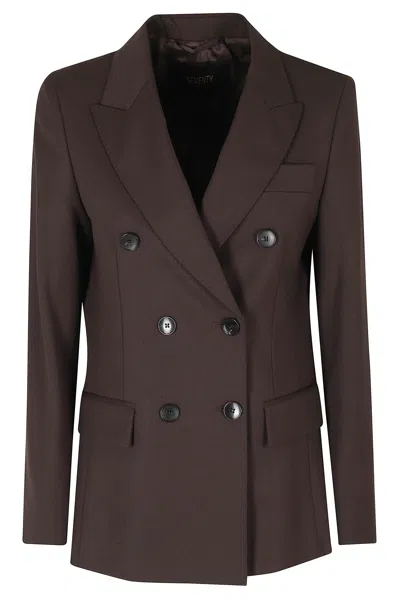 Seventy Brown Double-breasted Flap Pockets Polyester-blend Jacket