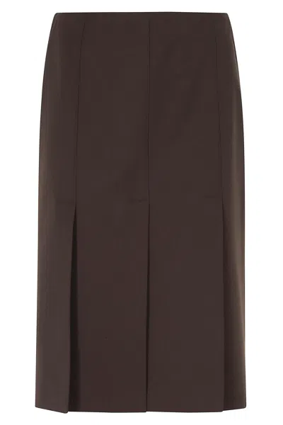 Seventy Brown Front Slit Wool-blend Mini Skirt