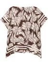Seventy Leaves-print Blouse In Brown