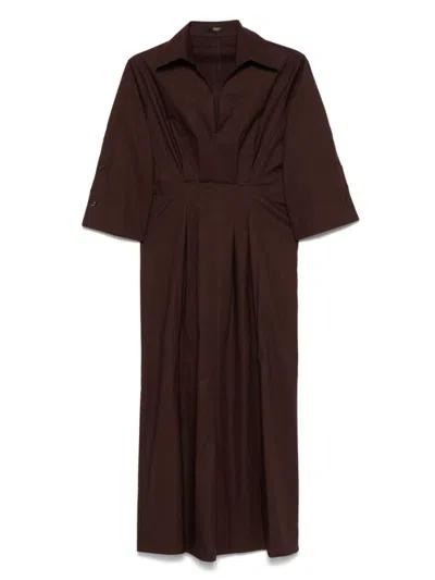 SEVENTY BROWN POPLIN MIDI DRESS