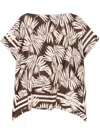 Seventy Leaves-print Blouse In Brown