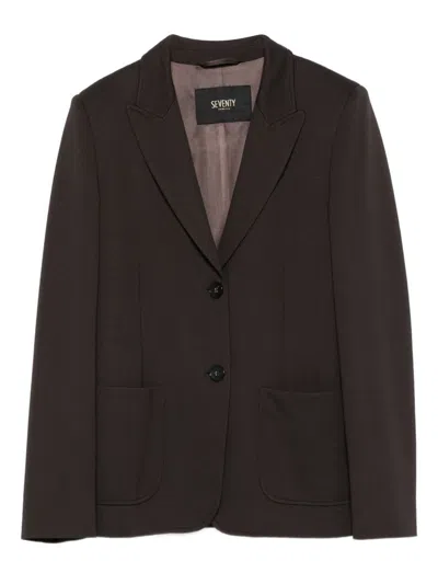 SEVENTY SEVENTY BROWN SINGLE-BREASTED BUTTON BLAZER