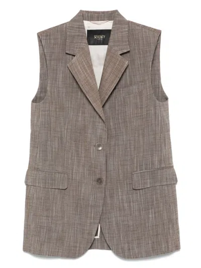 Seventy Brown Slub-texture Waistcoat In Gray