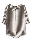 Seventy Stripes Shirt With Front Tie In Brown
