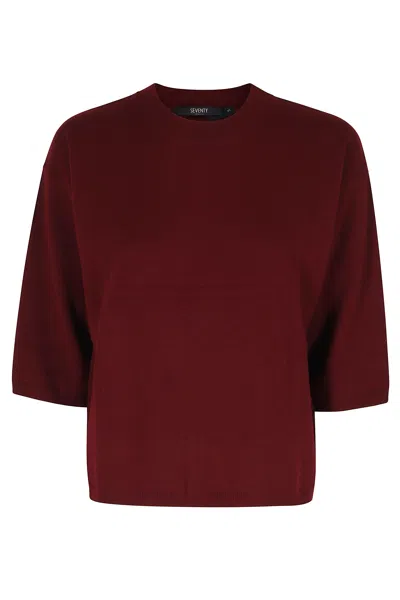 Seventy Burgundy Crew-neck Sweater With Ribbed Trim In Red