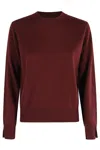 Seventy Burgundy Round Neck Sweater With Ribbed Detailing In Black