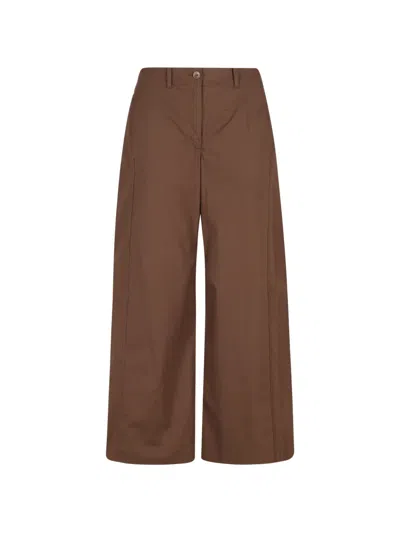 Seventy Buttoned Culottes Trousers In Brown