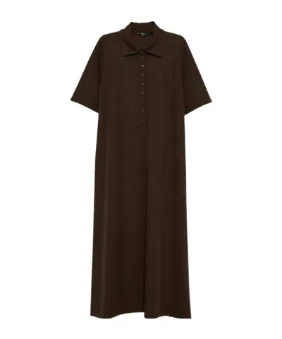 Seventy Short-sleeve Polo Maxi Dress In Brown