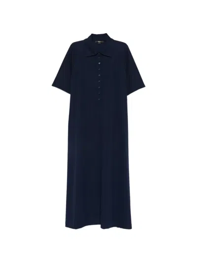 Seventy Buttoned Maxi Shirt Dress In Blue