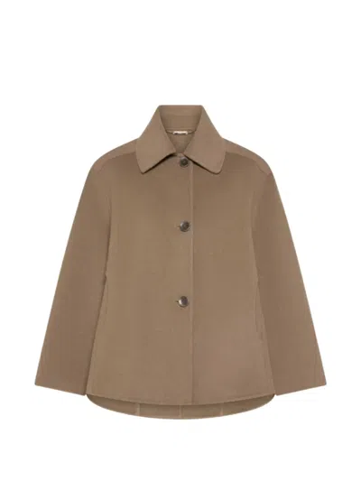 Seventy Button-fastening Spread-collar Coat In Brown
