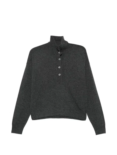 Seventy Button-up High-neck Sweater In Gray