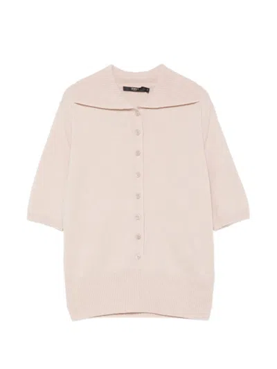 Seventy Button-up Short-sleeve Sweater In Pink