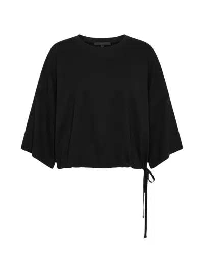 Seventy Cady Crepe Drawstring-hem T-shirt In Black