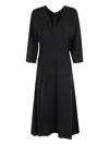 Seventy Flared Midi Dress With V-neckline And Kimono Sleeves In Schwarz