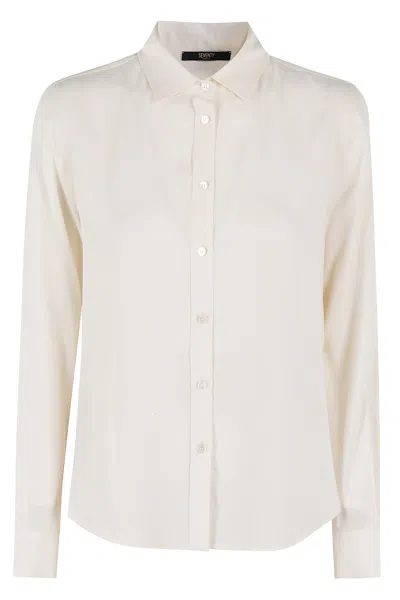 Seventy Camicia Crepe Unito Misto Seta In Panna