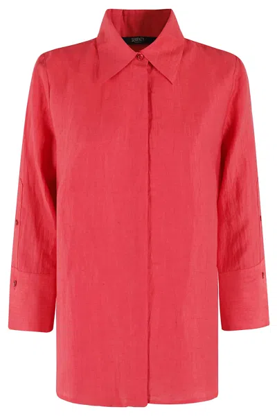 Seventy Camicia Mistolino Fiammato Crincle In Red