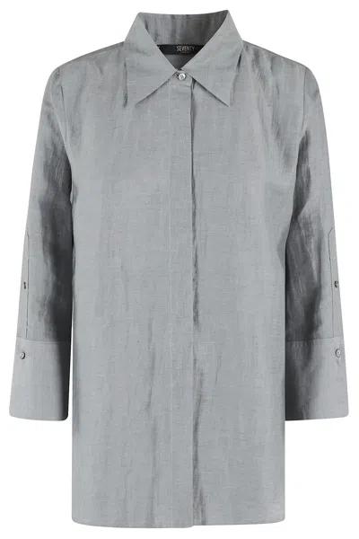 Seventy Camicia Mistolino Fiammato Crincle In Green