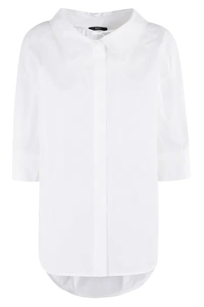 Seventy Camicia Popeline Fine Cotone Stretch In White