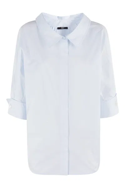 Seventy Camicia Popeline Fine Cotone Stretch In Blue