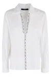 Seventy Plain Poplin Shirt With Stone Embroidery In Bianco