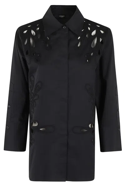 Seventy Camicia Tela Cotone Unito In Nero