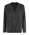 Seventy V-neck Long Sleeve Cardigan With Center Button Closure And Side Pockets In Black