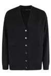 Seventy V-neck Wool And Cashmere Cardigan With Button Closure In Black