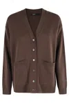 Seventy V-neck Cardigan With Button Closure And Side Pockets In Brown
