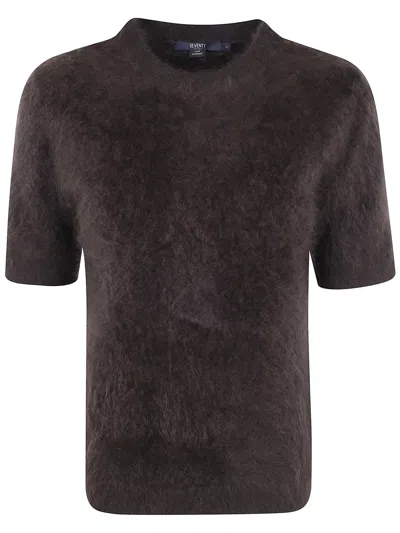 Seventy Cashmere Short Sleeves Round Neck Sweater In Brown