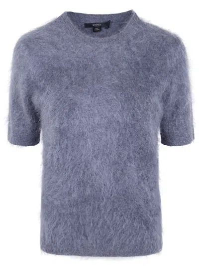 Seventy Cashmere Short Sleeves Round Neck Sweater In Gray