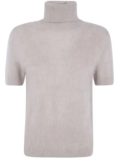 Seventy Cashmere Short Sleeves Turtle Neck Sweater In Brown